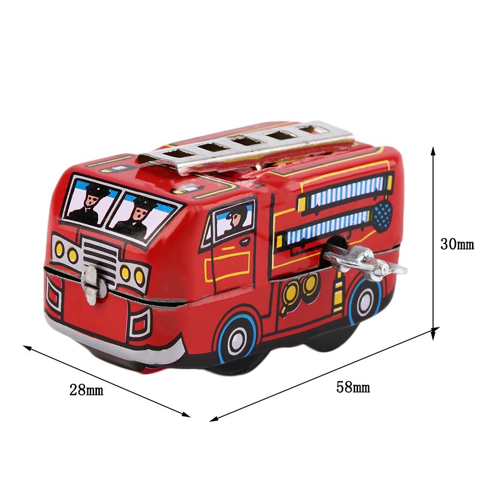 Retro Classic Firefighter Fire Engine Truck Clockwork Wind Up Tin Toys Worldwide