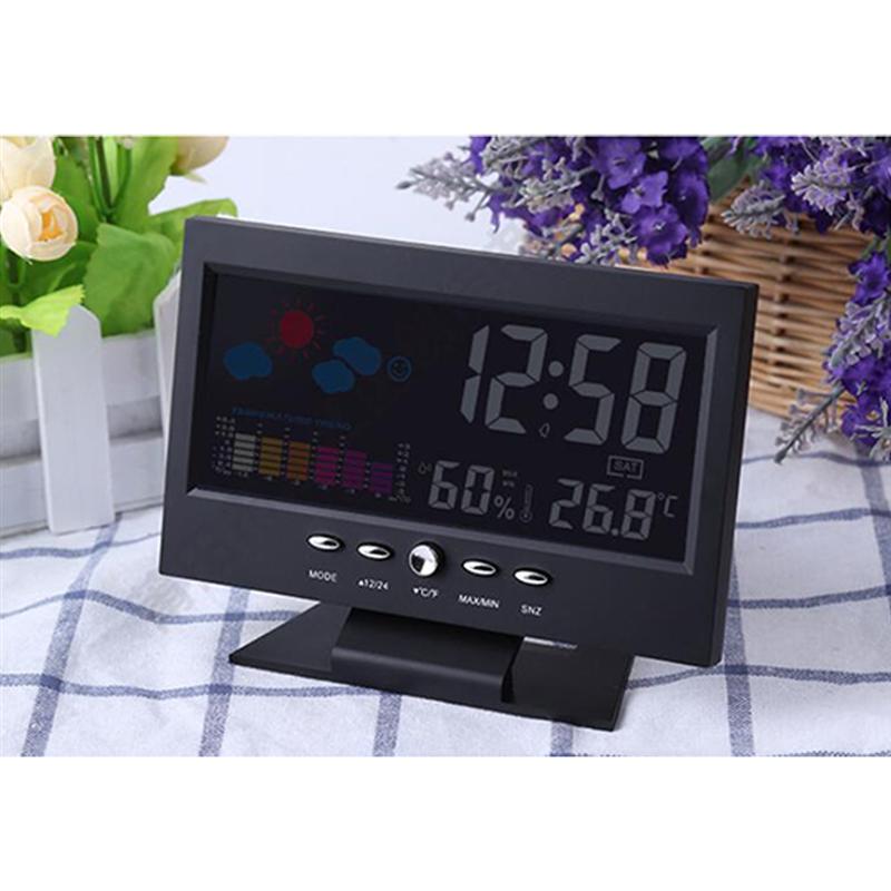 1pc Alarm Clock Large Screen Multi-function Desktop Digital Display Home Decor Weather Forecast Clock Calendar Clock Alarm Clock