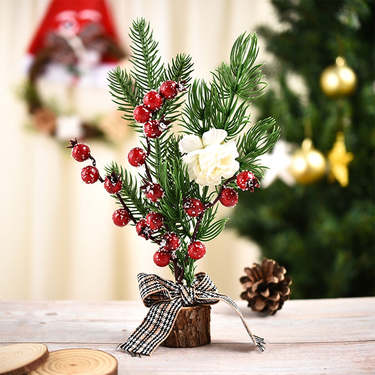 Mini Kerstboom Fruit Decoratie Met Base Jaar Tafelblad Home Party Kunstmatige Ornamenten: A