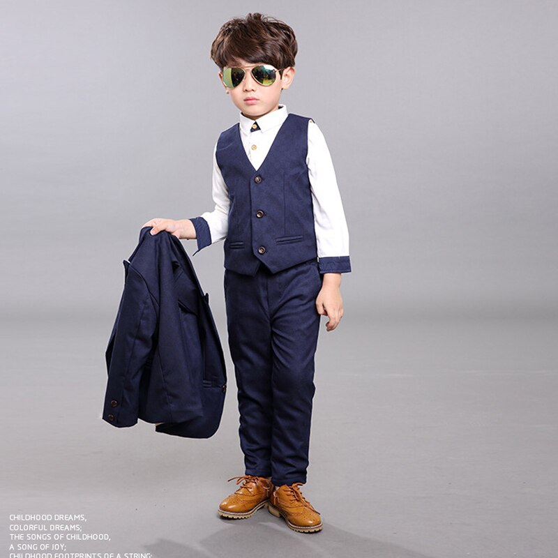 kleid Junge Party Outfit Formale Kleinkind Jungen Hochzeit Anzug Sping freundlicher Schuluniform Kleidung 3 Stück freundlicher Kostümich setzt