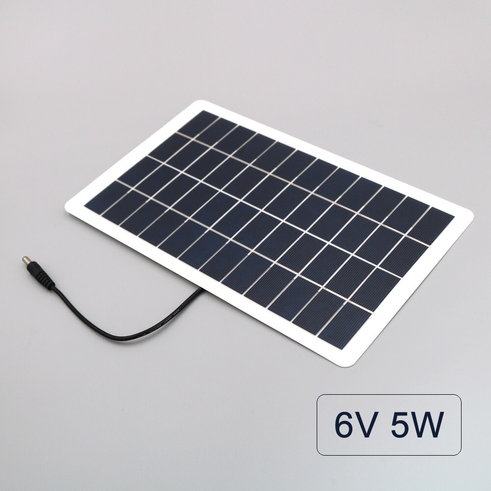 Panel Solar de 12V, 6V de CC, 5W, 7,5 W, DC5.5 x 2,1, cargador de batería, regulador de voltaje, Banco de energía, célula Solar para exteriores, 18650, 3,7, 7,4 y 12,6 V: 6V 5W