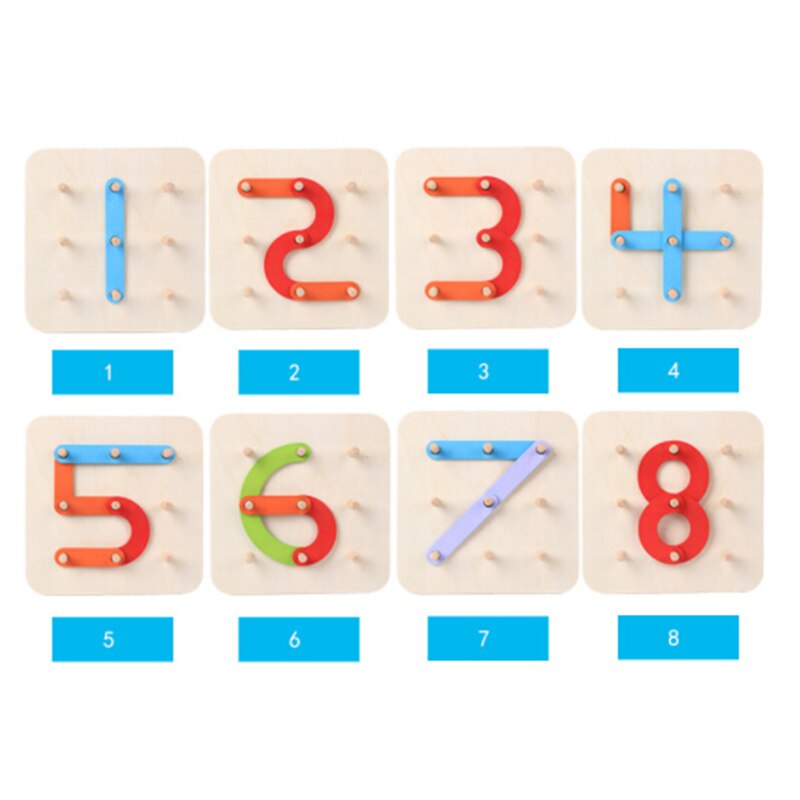 Geometrische vorm kolomset houten digitale letter dieren puzzel speelgoed baby vroege educatie kleur sorteren en stapelen speelpuzzel