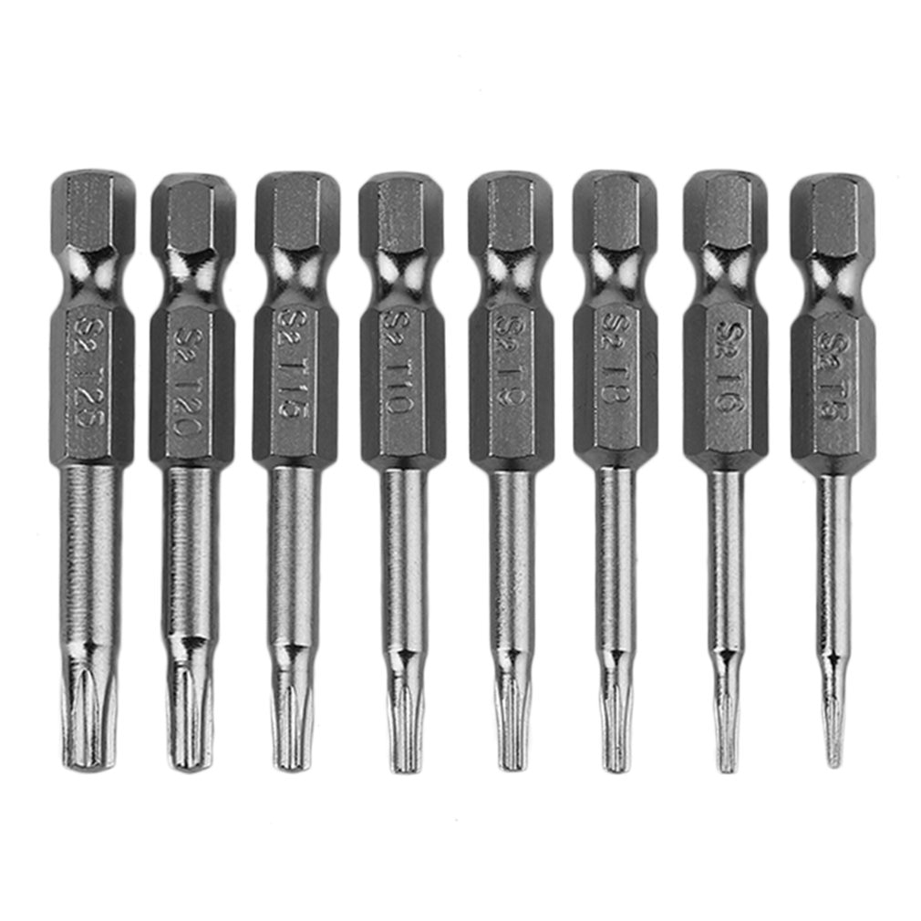 8Pcs and Practical Magnetic Torx Screwdriver Bits Set Electric Screwdriver 50mm Length Best Tool