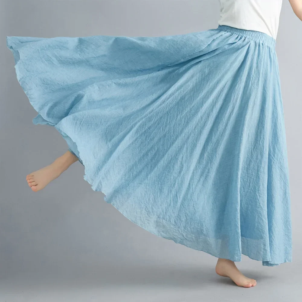 Clothes Women Clothing Skirts Vintage Y2k Streetwear Bohemian Cotton Linen Casual Vestido De Festa Long Skirt