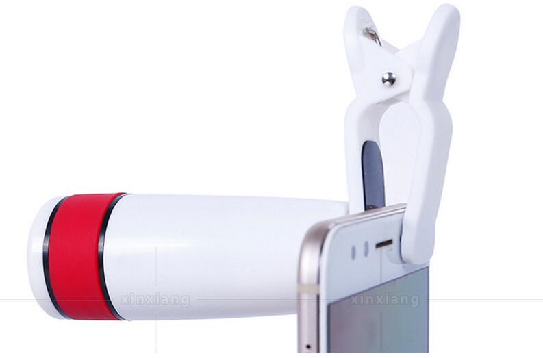 Télescope monoculaire extérieur de 8X21mm avec le support de Clip de combiné d'appareil-photo de téléphone portable 8 fois le télescope de bande vidéo de photographie: Red