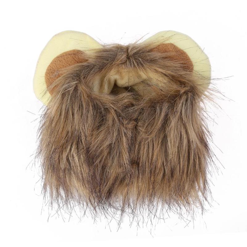 Gorro de pelo de León con orejas de Melena para emulación de perro de Gato, bufanda de disfraz para otoño e invierno, para mascotas