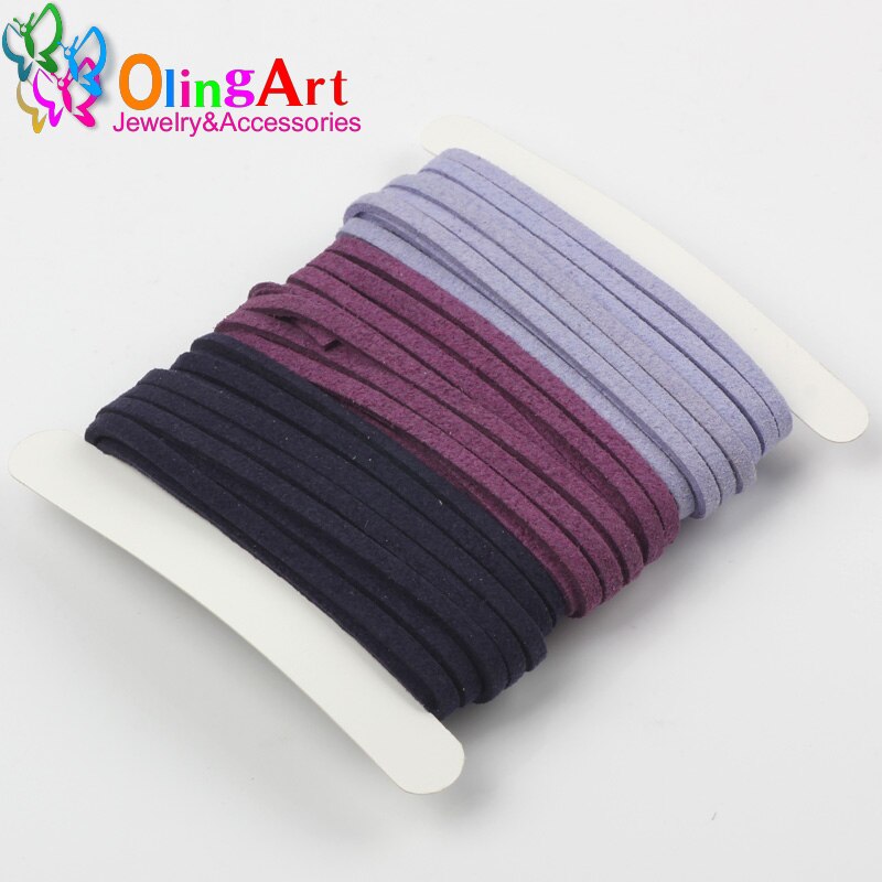 OlingArt 3*1.5mm 9M Faux Suede Cord /flat Leather Cord Rope/Line Accessory earrings Bracelet choker necklace jewelry making