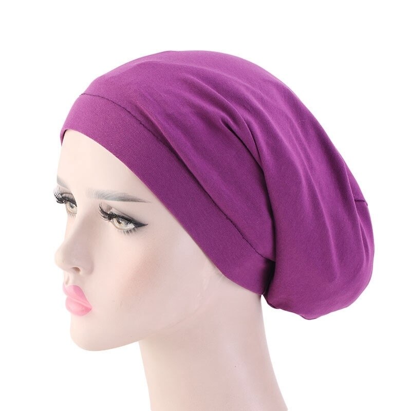 Kvinnor satin foder chemo hår keps elastiskt band nattsömn mössa cancer mössor kepsar huvudbonader hårstyling accessoarer: Violett