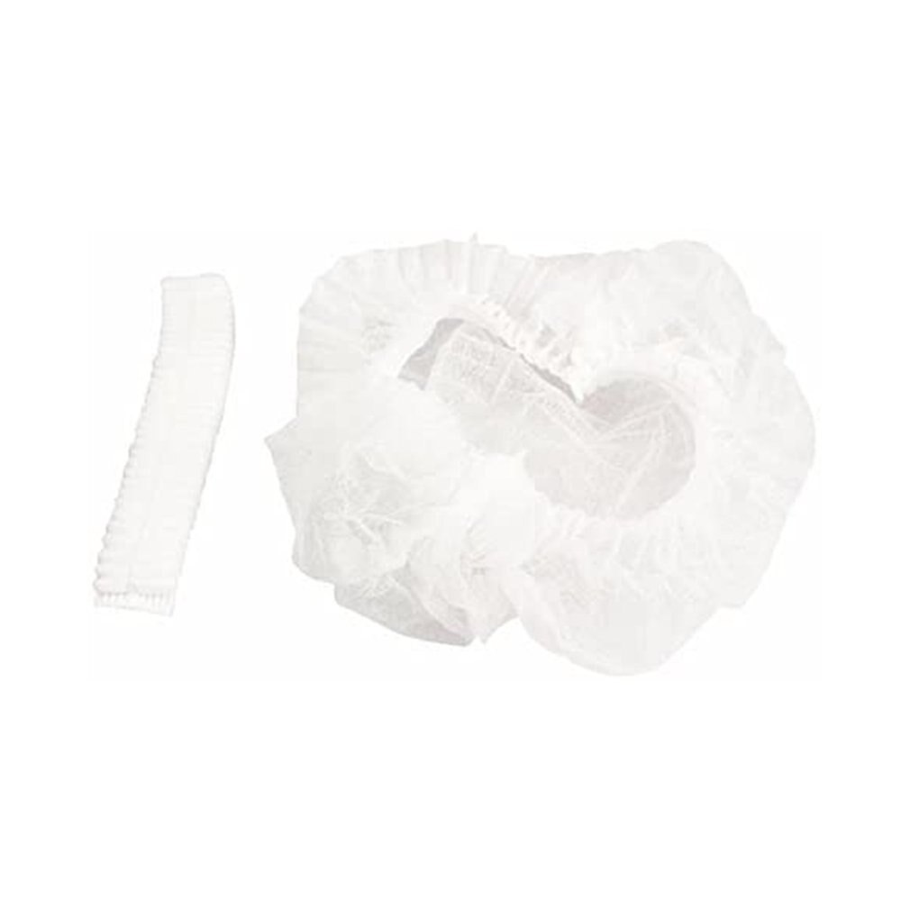 100Pcs Disposable Hat Round Non-Woven Headgear Dust-Proof Chef Food Factory Workshop Anti-Hair Fall Cap