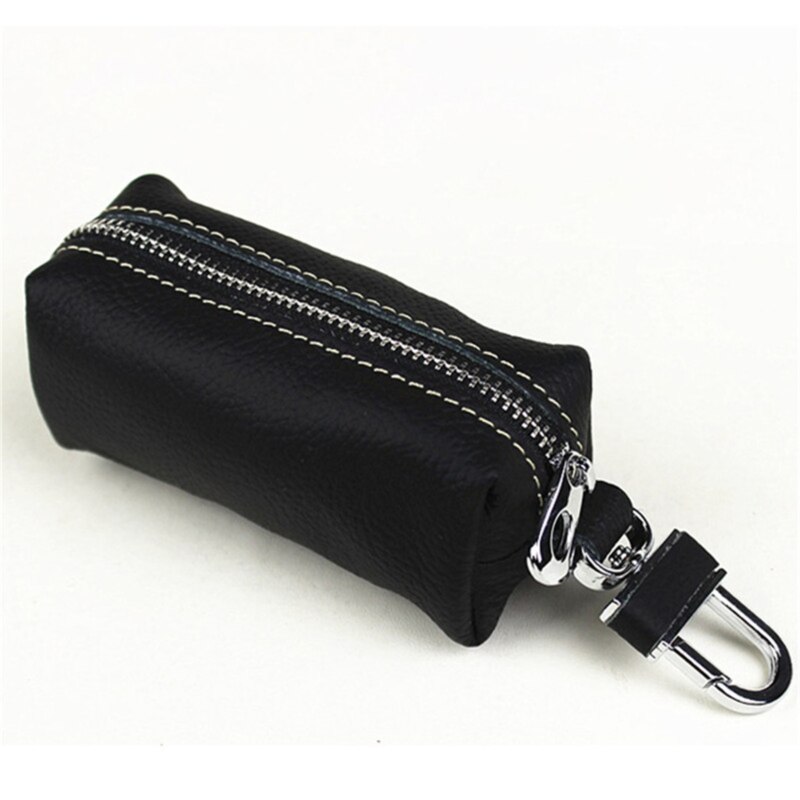 Portable Car Keys Wallets Leather Male Key Holder Organizer Housekeeper Women Keychain Purse Key Ring Bag Keys Case Pouch: black