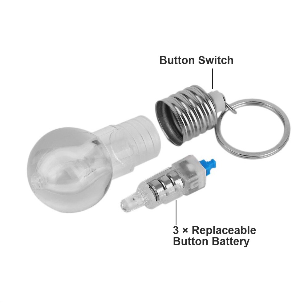 1pcs Novelty Lighting Mini LED Light Bulb Keychain Key Ring Illuminate Candy Flashlight Lamp Pendant Key Fob Christmas