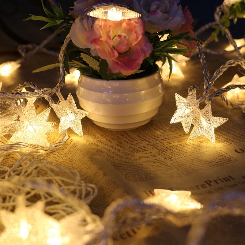 Juldekor utomhus krans julbelysning led fairy string lights 1m 3m 6m luces decoracion ljus ljus år: Stjärna varm / 1m 10 ledde