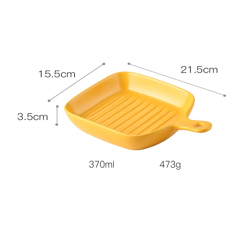 Nordisk ugnstallrik rund fyrkantig dubbelöra med handtag keramisk servis modern hem frukost salladstallrik: M