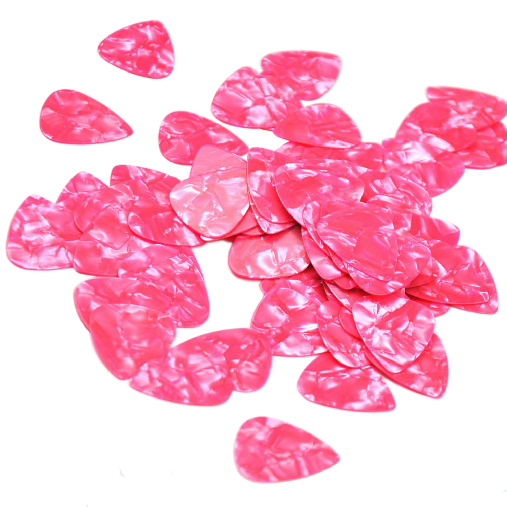 100 unids/lote de púas de guitarra eléctrica, púas de celuloide, color rosa perla, 0,46mm, 0,71mm, 0,96mm, 1,5mm, para bajo acústico