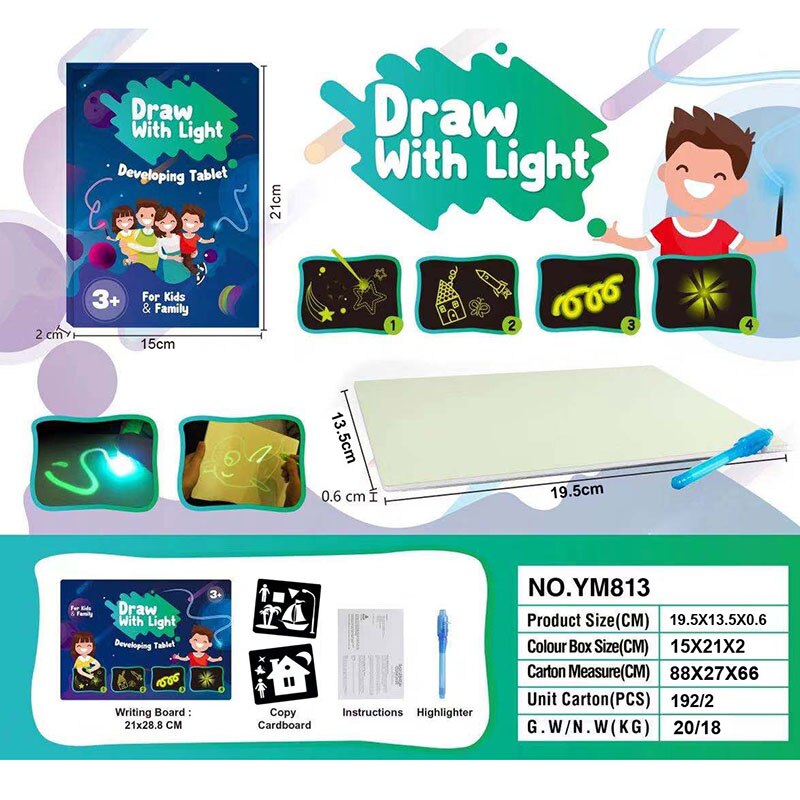 Big Size Verlichten Tekentafel Licht In Dark Kinderen Kids Verf Speelgoed Diy Educaitonal Jongen Meisje Speelgoed: A5