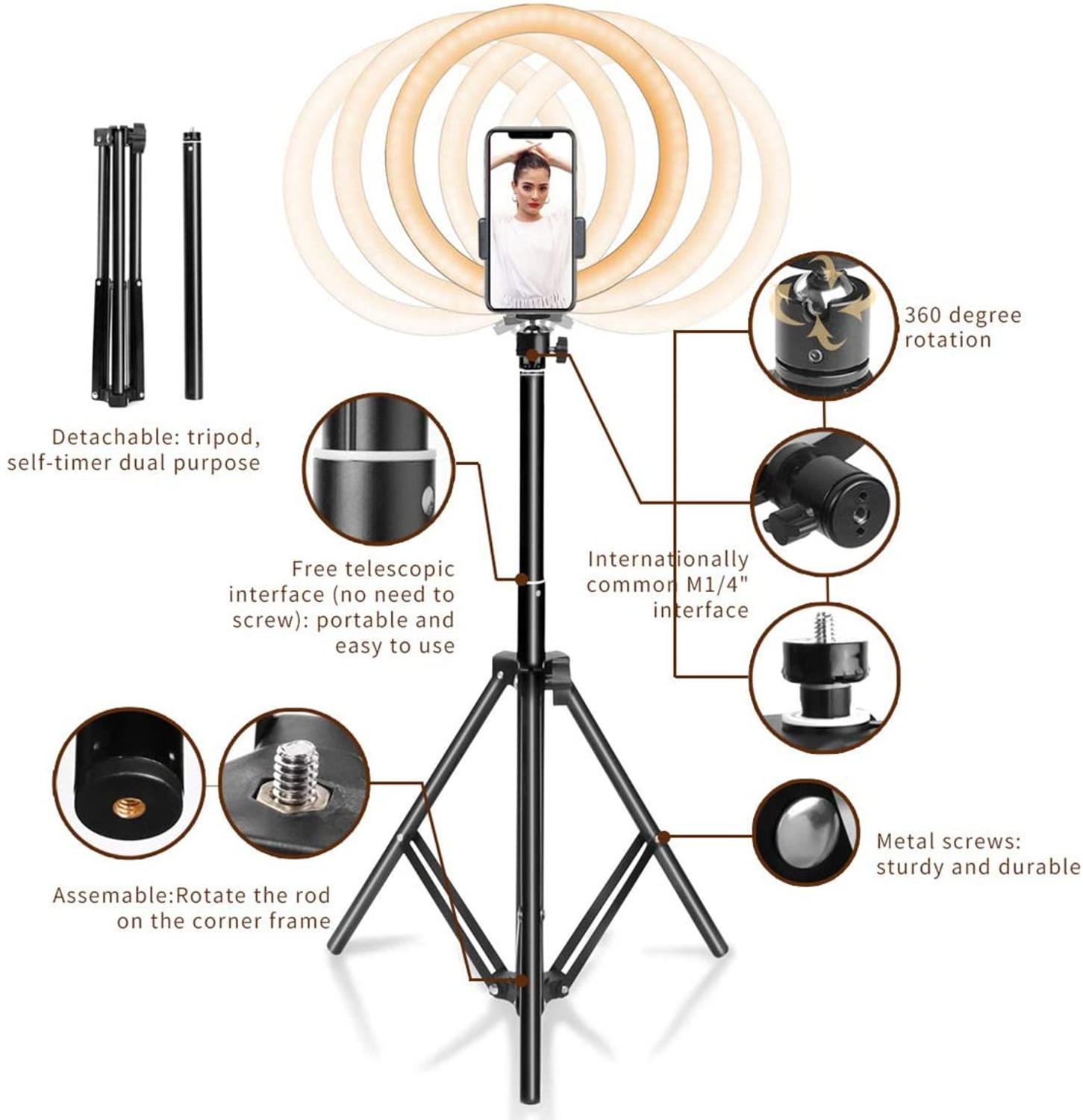 10 pollici 26 centimetri USB LED Anello di Luce Flash Fotografia Lampada Con 1.6m Treppiede, illuminazione dimmerabile Illuminazione Anulare per il Video/Fotografia