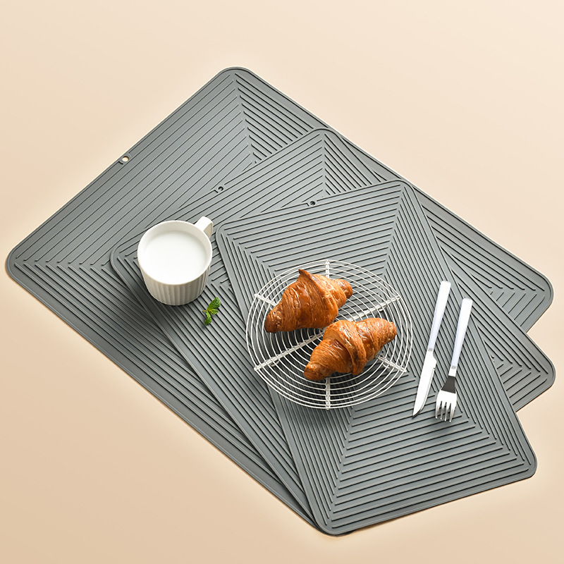 100% Waterproof BPA Free Silicone Dish Drying Mat Large Drainer Mat Protection Heat Resistant Trivet Counter Top Mat Sink Non