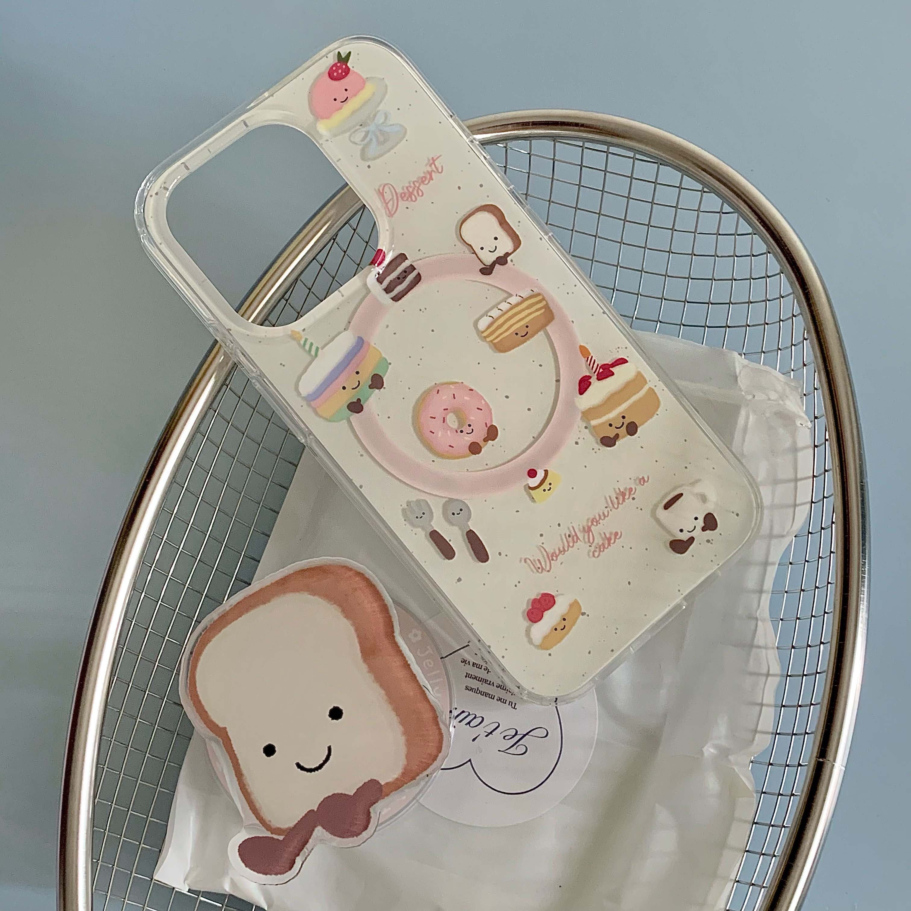Nette Karikatur Nachtisch Kuchen Telefon fallen Magnetische Fundas Für Iphone 14 Profi Max 13 14 15 Profi max 15 Profi Max 12 13 Profi Ständer Halfter Hülse