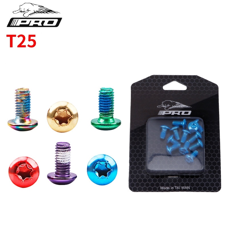IIIPRO 12 Pcs Colorful Bicycle Disc Brake Rotor Torx Bolts T25 M5x11.5mm MTB Bike Alloy Steel Fixing Screws