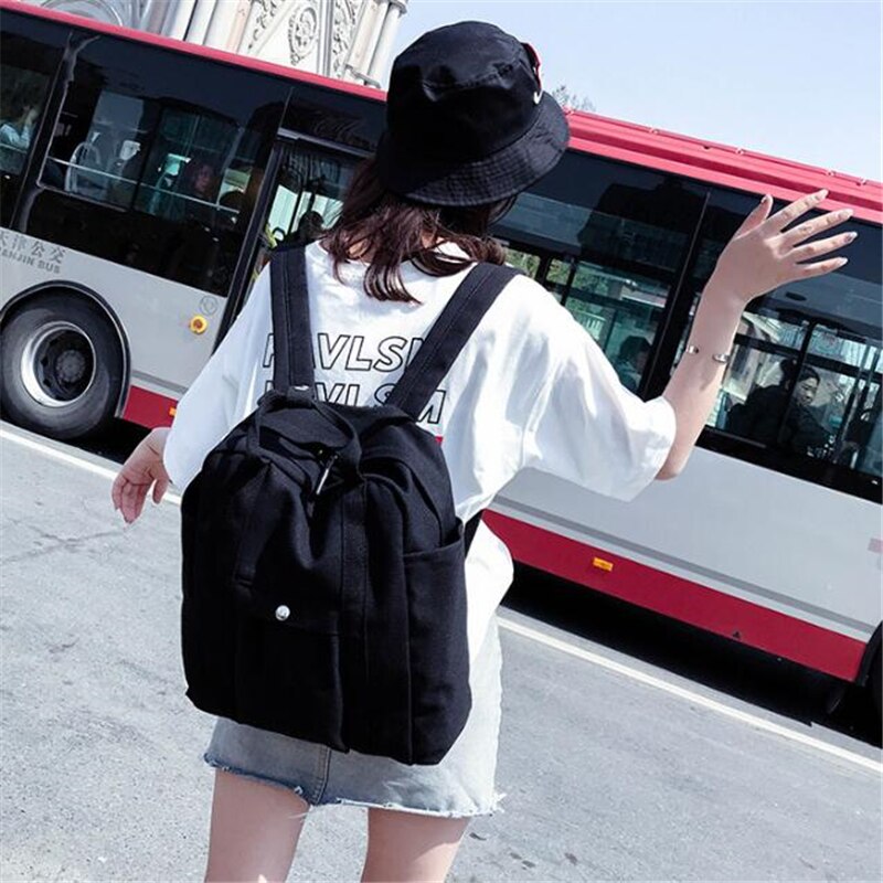 Women Teenager Backpack Boys Girls Marble Stone Print Backpack Rucksack Canvas Shoulder Bag School Backpack Mochila Feminina: Black Canvas 3