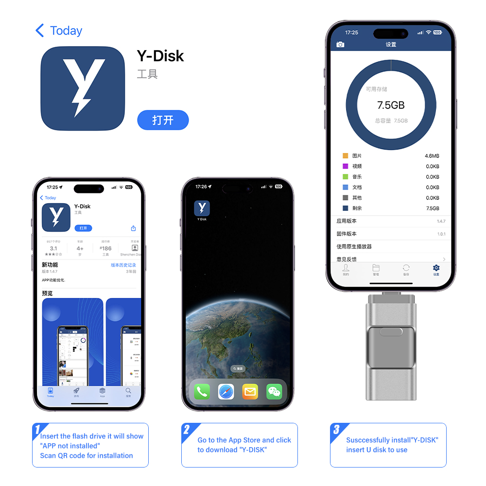 För iphone usb-minne 2tb 1tb usb 3.0 pendrive 3 i 1 mirco usb 3.0 512g 256gb 128/64/32gb minne usb-nyckel mfi-minne