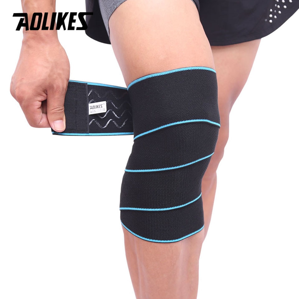 AOLIKES 1 STKS Sport Gewikkeld Compressie Beschermende Knie Bandages Elastische Gewichtheffen Fitness Voorkomen Knie Verstuiking