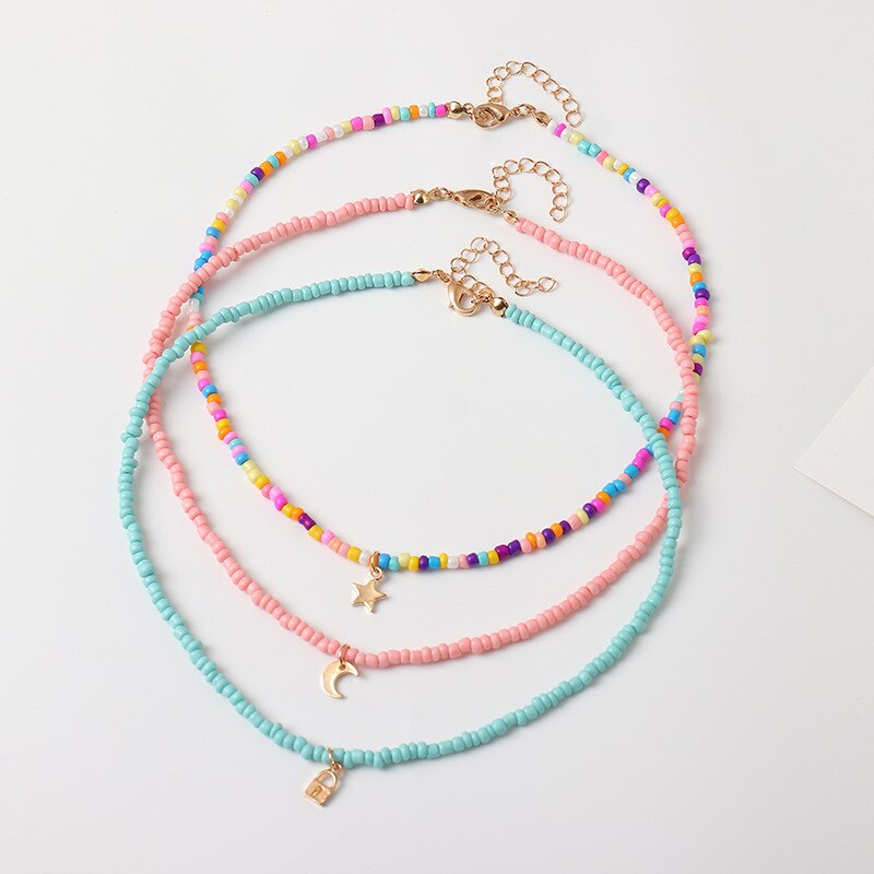 Bohemian Multilayer Zaad Kraal Ster Maan Vlinder Hanger Ketting Voor Vrouwen Mode Strand Eenvoudige Lock Choker Kraag: 02
