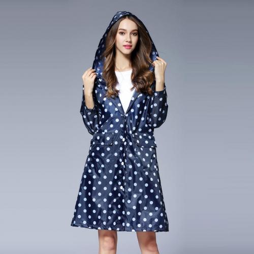 Cute Dots Raincoat Women Poncho Waterproof Rain Wear Outdoor Coat Jacket Suit: Blue Dots