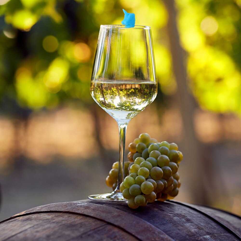 12 st 6 färger silikon unicorn vinglas markör söt dricka kopp identifierare party cup tecken (blandad färg)