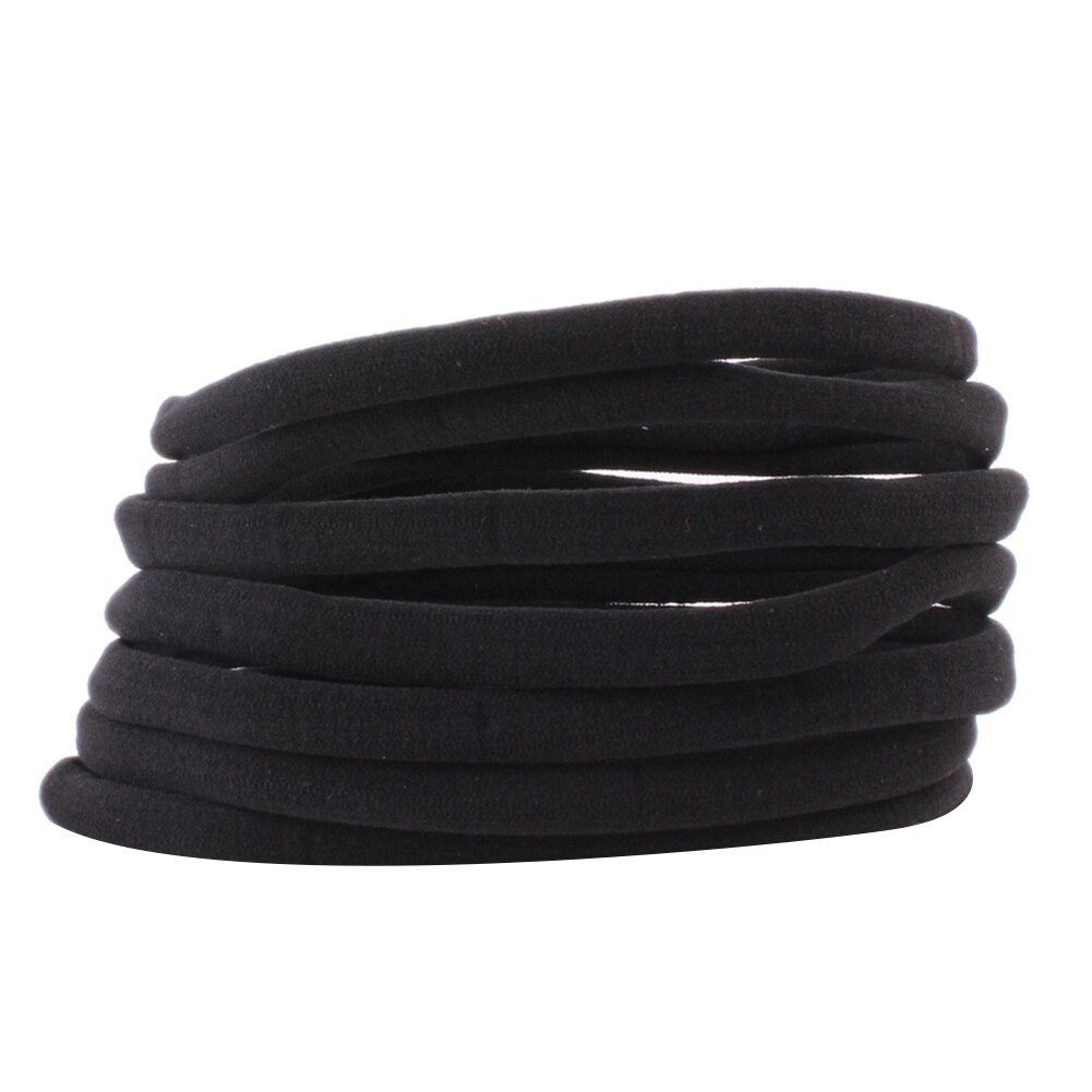 10 unids/lote liso elástico de Nylon banda de pelo para niñas diademas de bebé niños banda de pelo accesorios para el cabello de: Black