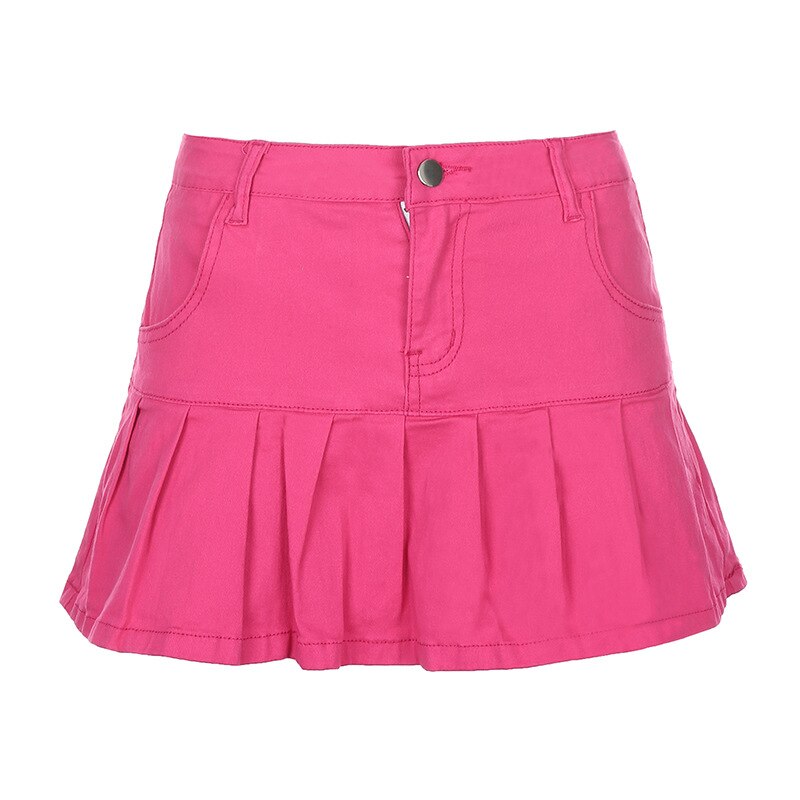 Épice Falbala Stretch jupe en jean fille, été défilé de mince jupe courte de jupes taille haute: pink / M