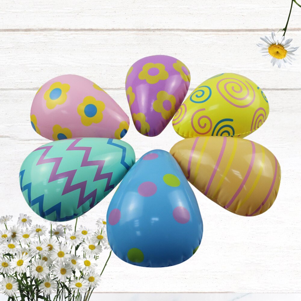 6 sztuk pisanki balony dekoracje nadmuchiwane z PVC jajka balony śmieszne artykuły dla dzieci kreskówka pisanki balony urodzinowe wschód