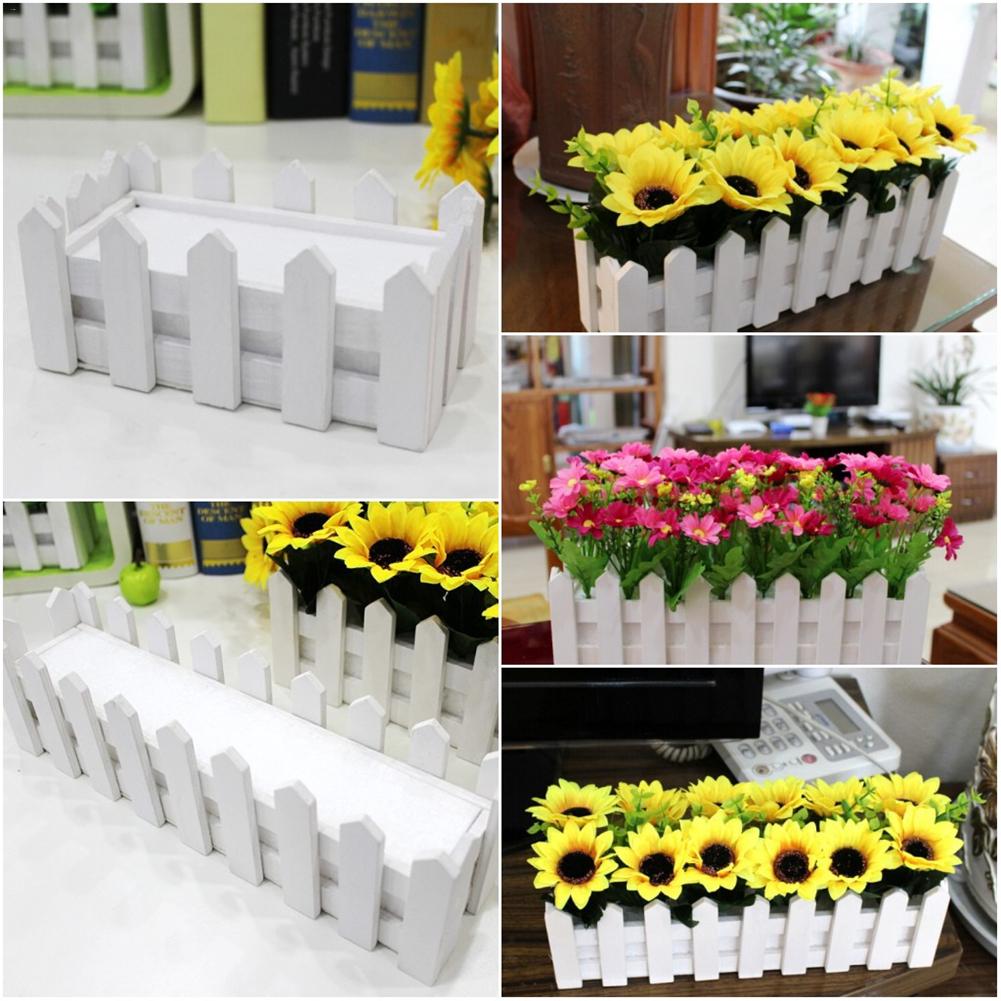 Wooden Fence Flower Pot Hanging Garden Basket Planter Plant fence artificial flowers Boxes For Wedding Home Decor