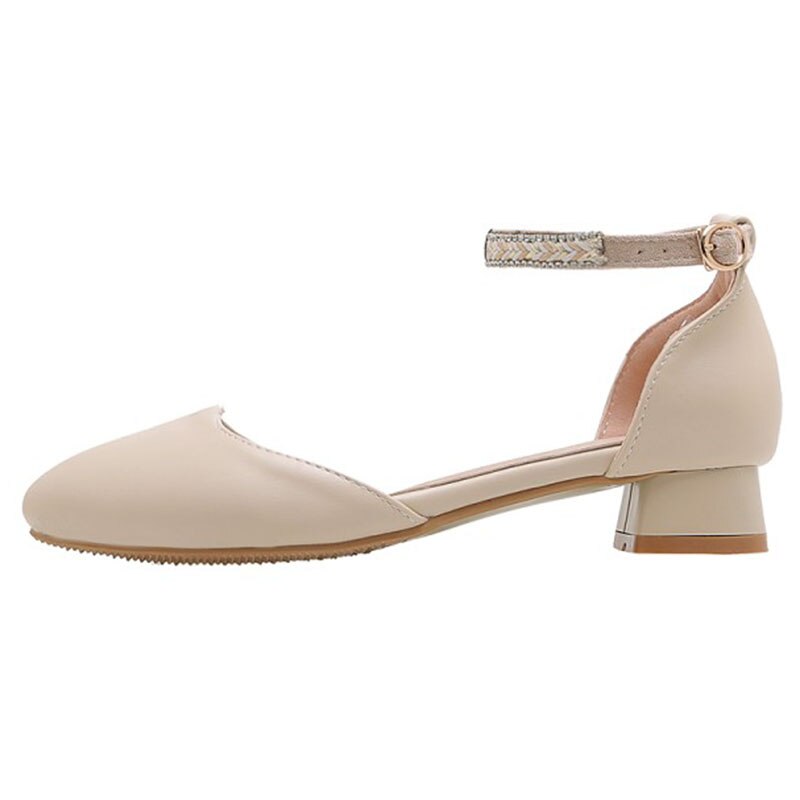 ASILETO Woman Concise Summer Flats Sandals Pointed Toe 2.5cm Hoof Heels Ankle Buckle Large size 32-43 White Date T1145