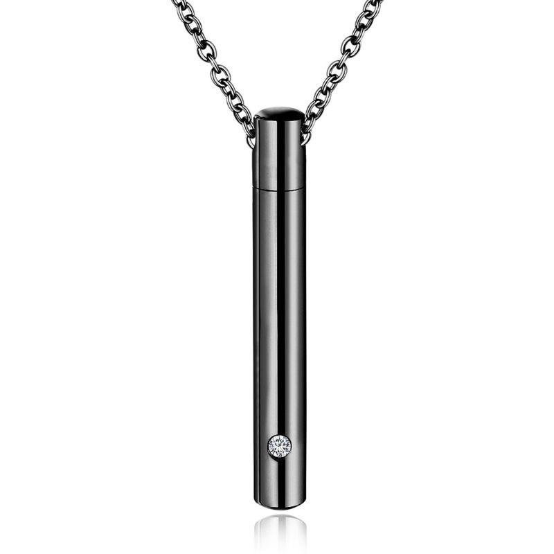 Cilinder Huisdier Urnen Ketting Rvs As Gedenkteken Container Houden 72XF: Black