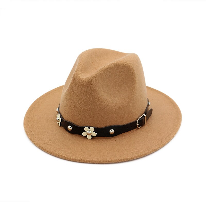 QBHAT European US Classic Wool Felt Fedora Trilby Hats Wide Brim Hat Autumn Winter Women Jazz Formal Cap Casual Gambler Hat: camel