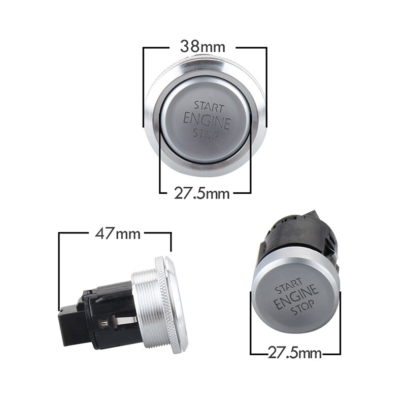 EASYGUARD Replacement push start stop button for ec002 series silver P3 style, red light