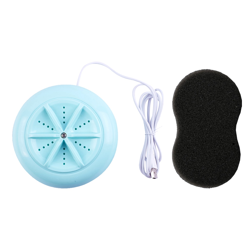Portable Washing Machine + Sponge Makeup Brush Travel Camping Motorhome Blue