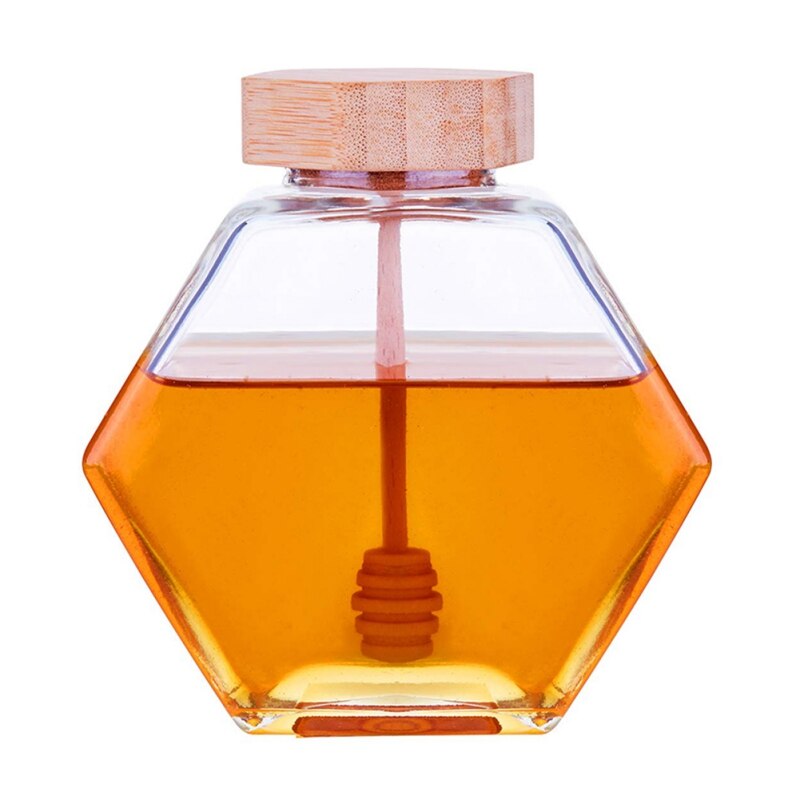 Tarro de miel de vidrio para el hogar, Mini envase de miel pequeño con barra de agitación de madera, 220ML/380ML: L