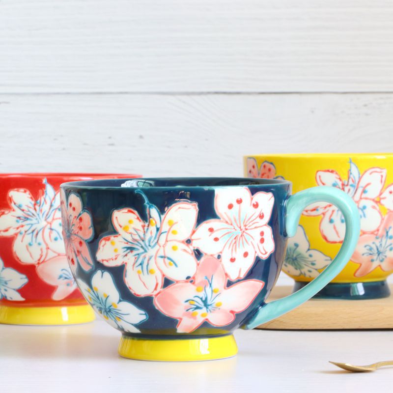 Ceramic Cup Water Cup Embossed Ceramic Cup Breakfast Cup mug