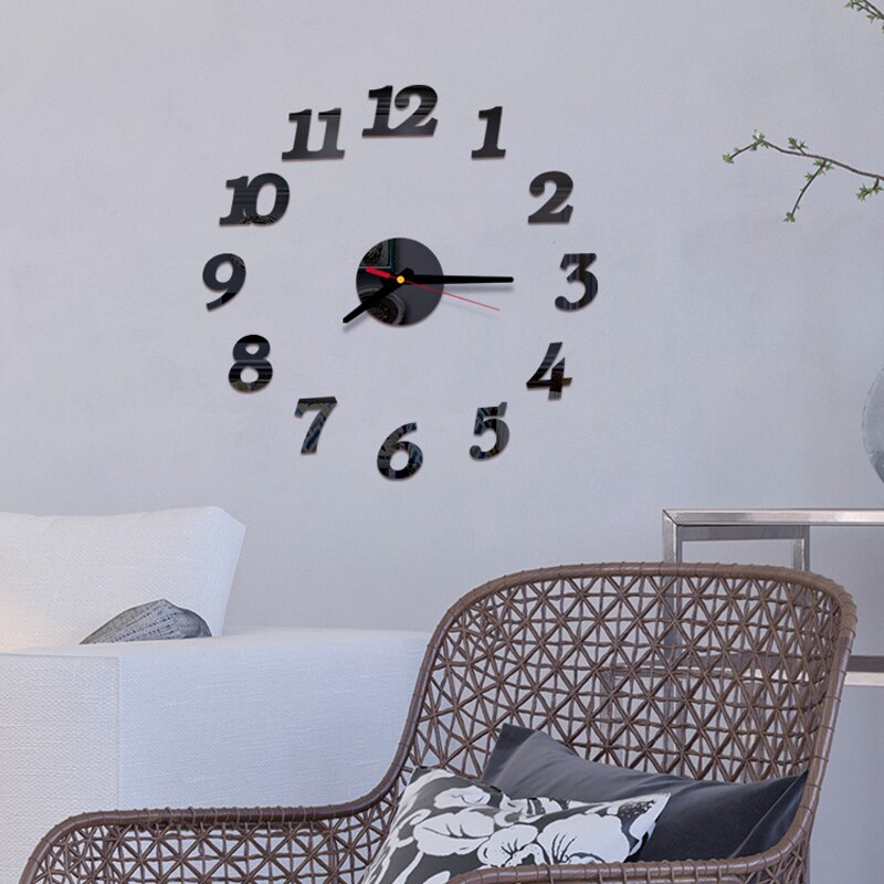 Reloj de pared con números romanos en 3D, calcomanías murales para decoración del hogar, mecanismo de moderno, Decoración de cocina