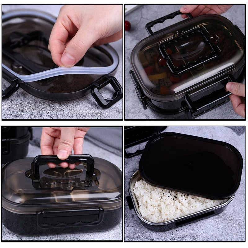 Kids Adult Lunch Box Single/Double Layer Water Injection Heating 304 Stainless Steel Student Bento Box Lunchbox Food Container