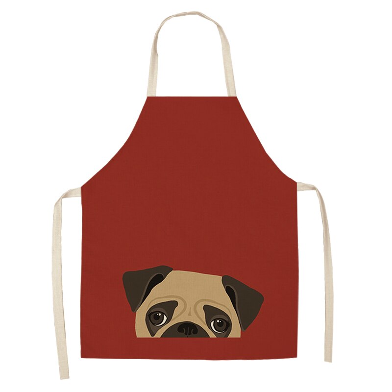 1Stck Nette Karikatur Hund Katze Gedruckt Küche Schürzen Baumwolle Leinen Hause Kochen Backen Kaffee Einkaufen Reinigung Zubehör 53*65cm: F