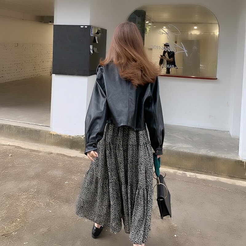 Spring Products Leather Coat Coat Women's Short Jacket High-waiste