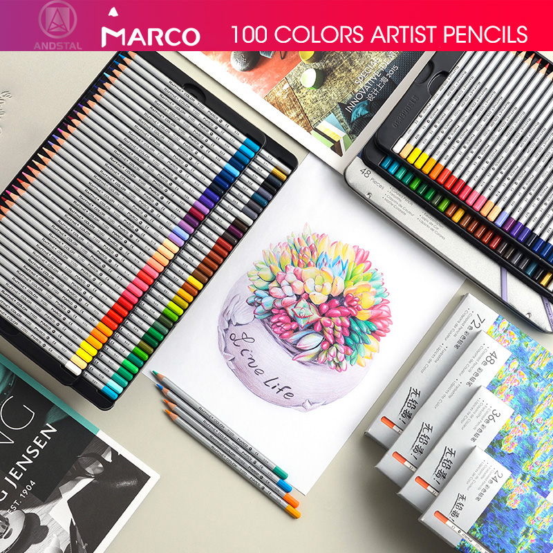 Marco 24/36/48/72 Colors Raffine Fine Artist Oil Color Pencil pack set Andstal for drawing Colour colored pencils 72 school