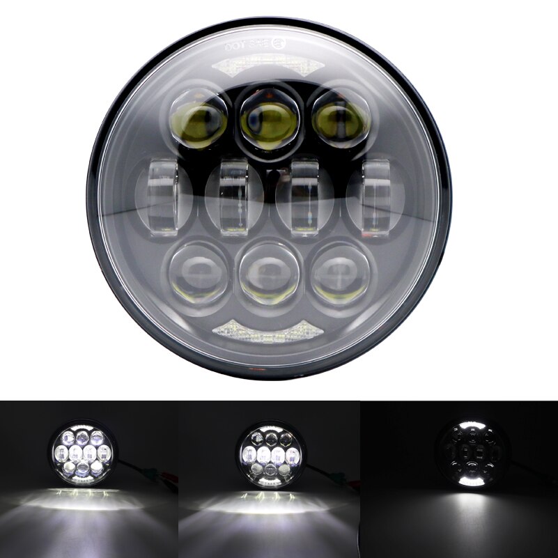headlight for 883 Harley Dyna Sportster XL883 XL1200 5.75 inch motorcycle round led headlight assembly High power with lens: black