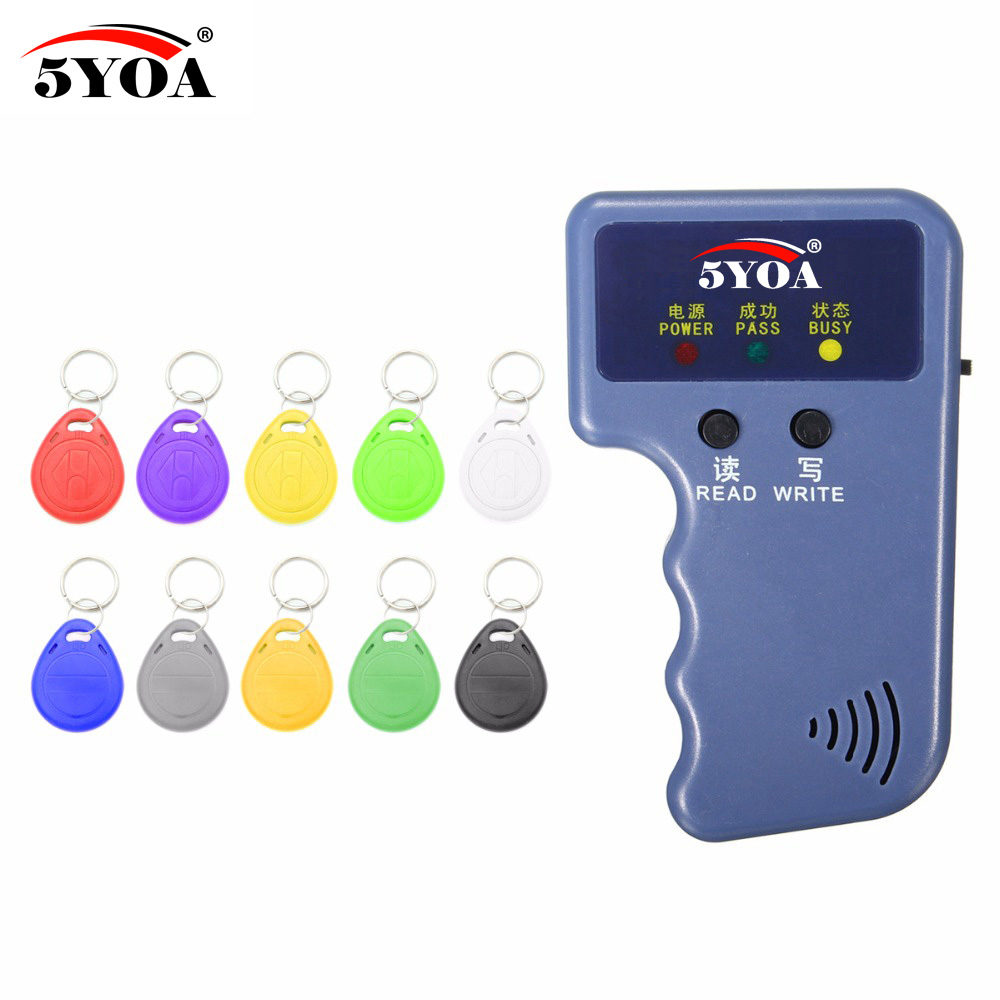 125KHz EM4100 RFID copieur écrivain duplicateur programmeur lecteur + EM4305 T5577 réinscriptible ID porte-clés étiquettes carte