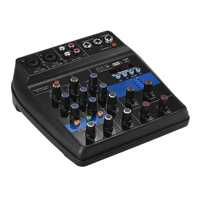 MOOL Small Mixer 4 Channel Bluetooth MP3 Reverb Effect USB Mini Mixing Console o Mixer Amplifier (US Plug): Default Title