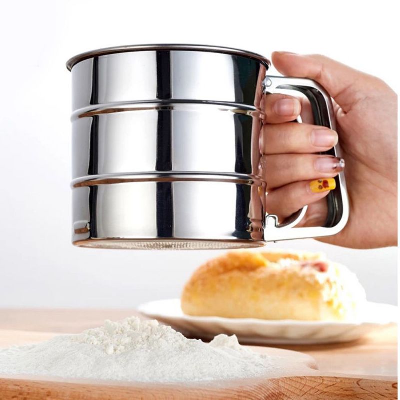 Mehlstreuer Shaker Poudre Acier Inoxydable - Saupoudreuse Sucre Glace Chocolat Farine (Grand)