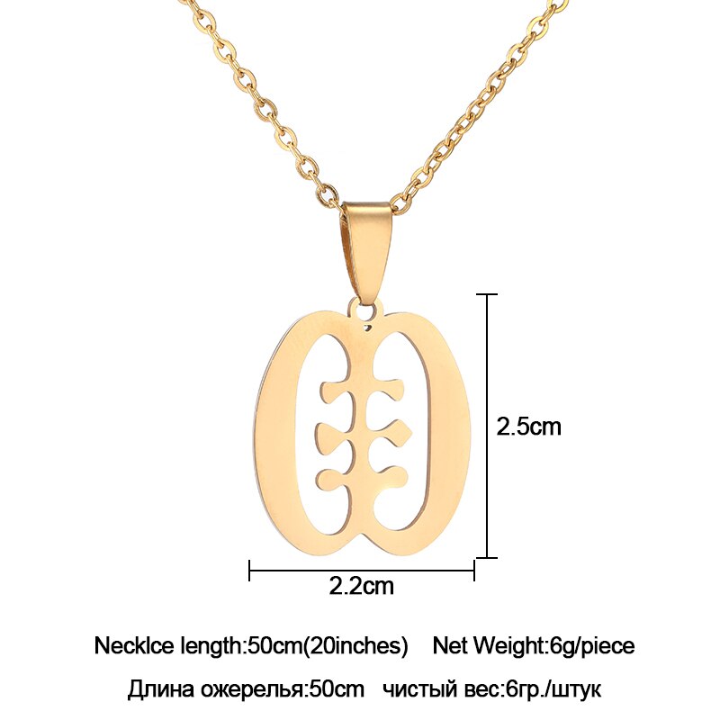 African Traditional Symbol Pendant Necklaces for Stainless Steel Gold/Steel Color Africa Adinkra Gye Nyame Ethnic Jewelry: Gold D / 60cm